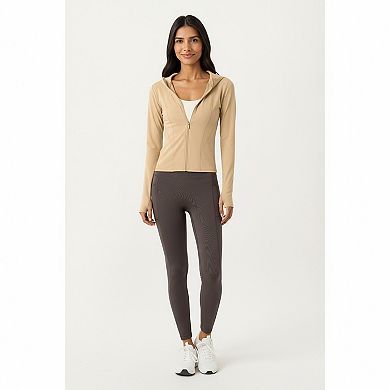 Women's Long Sleeve Zip Up Hoodie Jacket with Contoured Fit and Thumbhole Cuffs