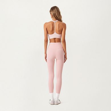 Women's Double Strap V-Neck Sports Bra with Smooth Stretch Fabric and Supportive Band