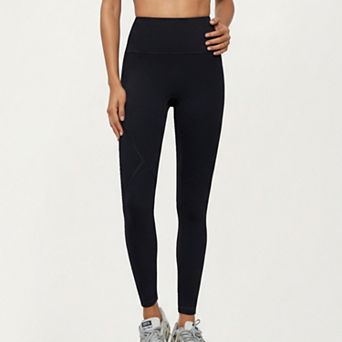 Women's High Waist Leggings with Contrast Seam Detailing and Stretch Compression Fit