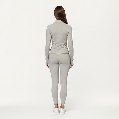 Women's Long Sleeve Zip-Up Mock Neck Active Jacket with Thumbhole Cuffs