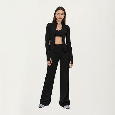 Women's High Waist Flare Yoga Pants with Stretch Fabric and Smooth Compression Fit