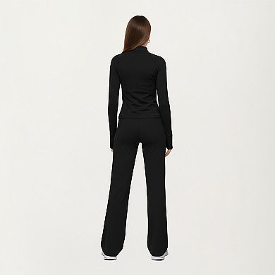 Women's High Waist Flare Yoga Pants with Stretch Fabric and Smooth Compression Fit