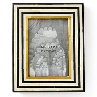 Rajiva 5x7 Black & Cream Picture Frame - Hand Carved Bone