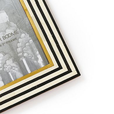 Rajiva 5x7 Black & Cream Picture Frame - Hand Carved Bone
