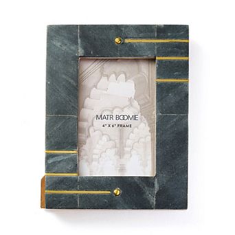 Sammita 4x6 Black Picture Frame - Carved Marble Brass Inlay