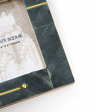 Sammita 4x6 Black Picture Frame - Carved Marble Brass Inlay