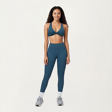 Women's Twist Front Halter Sports Bra Top with Supportive Wide Straps