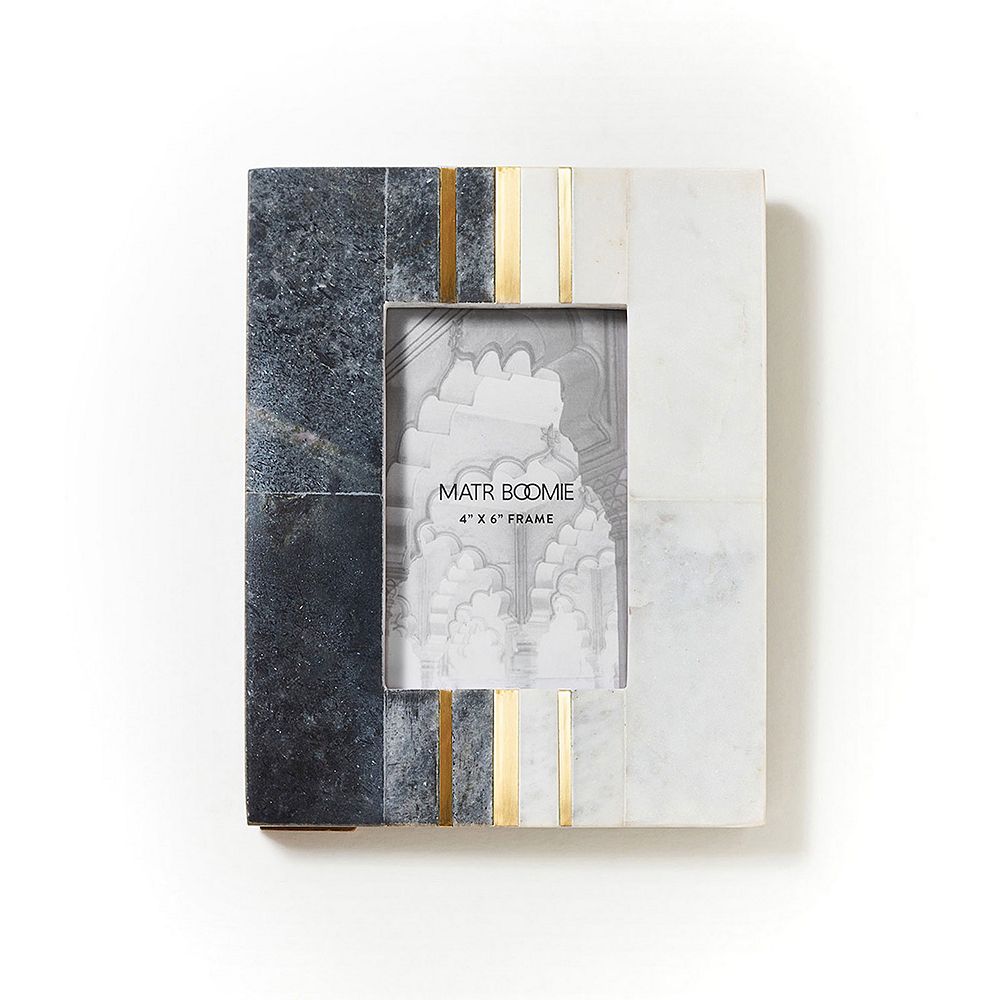 Sammita Carved Marble w/Brass Inlay Frame