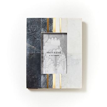 Sammita 4x6 Black & White Picture Frame - Hand Carved Marble
