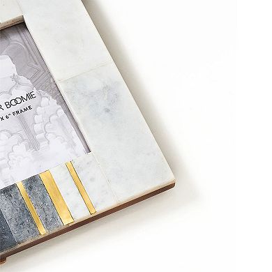 Sammita 4x6 Black & White Picture Frame - Hand Carved Marble