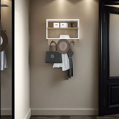 Aranjuez Wall-Mounted Entryway and Coat Rack, Modern Floating Shelf with Hooks