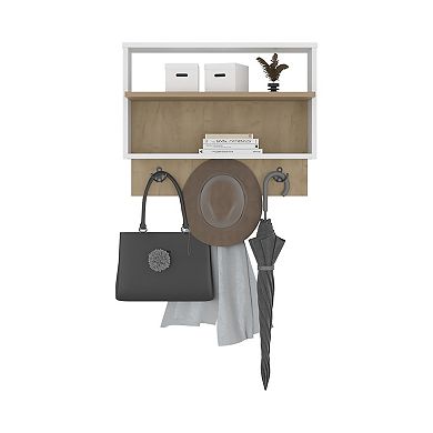 Aranjuez Wall-Mounted Entryway and Coat Rack, Modern Floating Shelf with Hooks