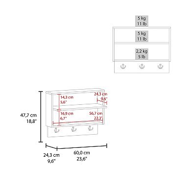 Aranjuez Wall-Mounted Entryway and Coat Rack, Modern Floating Shelf with Hooks