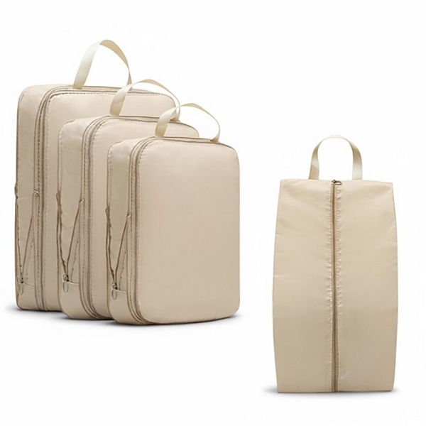 4-Piece Compression Packing Cube Set with Zipper Closure and Carry