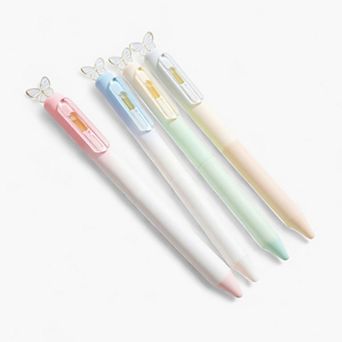 Set of 4 Butterfly Top Gel Ink Pens with Smooth Writing Tip
