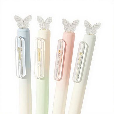 Set of 4 Butterfly Top Gel Ink Pens with Smooth Writing Tip