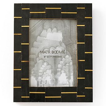 Andhera Dash 5x7 Black Picture Frame - Carved Horn, Brass