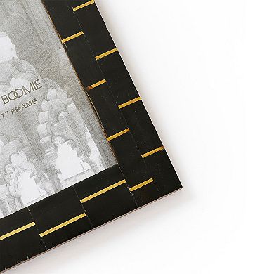 Andhera Dash 5x7 Black Picture Frame - Carved Horn, Brass