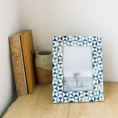 Varuna 5x7 Cobalt Picture Frame - Carved Bone