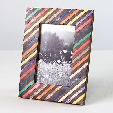 Banka Mundi 4x6 Multicolor Picture Frame - Bone, Wood Handmade