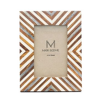 Banka Mundi 4x6 Brown & White Picture Frame - Carved Bone, Wood