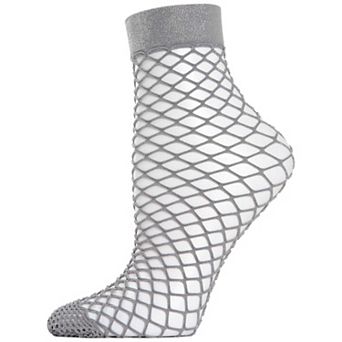 Women's All Net Shimmery Glitter Fishnet Anklet Sock