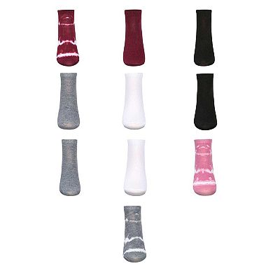 Women's 10 Pair Pack Tie Dye/Solid Low Cut Socks