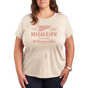Plus Size Miller High Life The Champagne Of Beers Distressed Graphic Tee