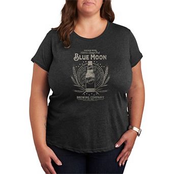 Plus Size Women's Blue Moon Crest Logo Distressed Graphic Tee
