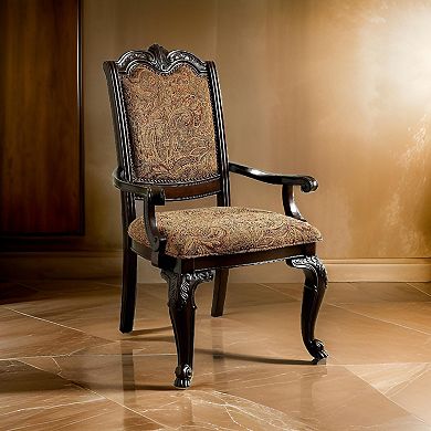Classic Style Transitional Arm Chair, Cherry Brown