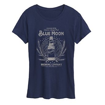 Women's Blue Moon Crest Logo Distressed Graphic Tee