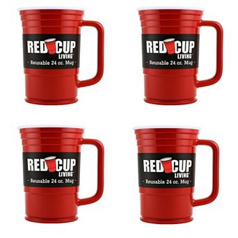 Beer Mug Stein with Handle 24oz Large Beer Mugs Set of 4, Reusable Unbreakable Cups