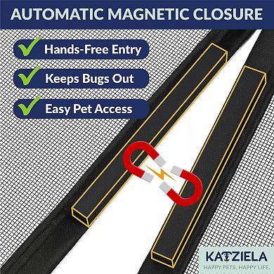 Katziela Magnetic Screen Door 38x83 Pet Kid-Friendly Mesh with Extra Bottom Magnets Heavy-Duty
