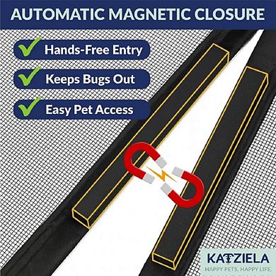 Katziela Magnetic Screen Door 38x83 Pet Kid-Friendly Mesh with Extra Bottom Magnets Heavy-Duty