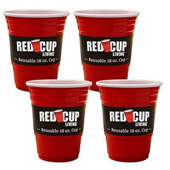 Red Cup Living 18oz Tumbler Cups Set of 4, Reusable Plastic Drinking Glasses for Drinks