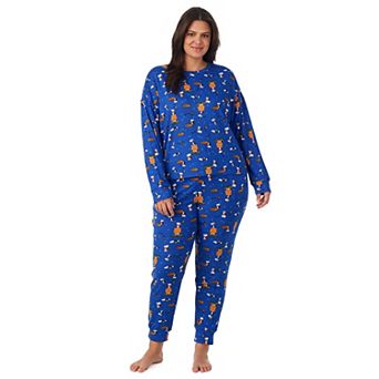 Plus Size Beauty Sleep Social Peanuts Halloween Cozy Notch Long Sleeve Pajama Top & Pajama Jogger Set