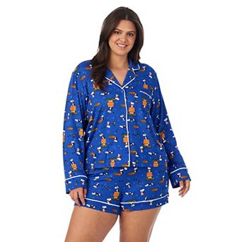 Plus Size Beauty Sleep Social Halloween Peanuts Cozy Long Sleeve Pajama Top & Pajama Boxer Set