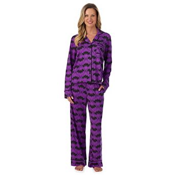Women's Beauty Sleep Social Halloween Cozy Long Sleeve Pajama Top & Pajama Bottoms Set