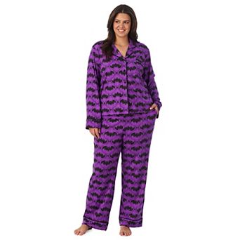 Plus Size Beauty Sleep Social Halloween Cozy Long Sleeve Pajama Top & Pajama Bottoms Set