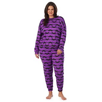 Plus Size Beauty Sleep Social Halloween Cozy Long Sleeve Pajama Top & Pajama Joggers Set