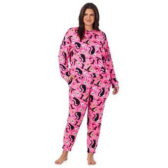 Plus Size Beauty Sleep Social Halloween Cozy Long Sleeve Pajama Top & Pajama Joggers Set