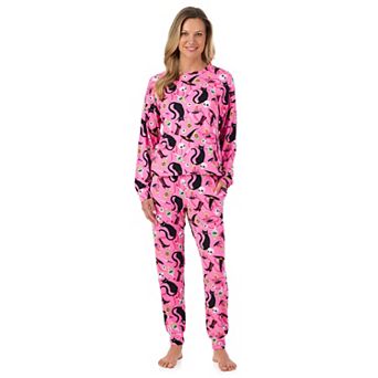 Women's Beauty Sleep Social Halloween Cozy Long Sleeve Pajama Top & Pajama Joggers Set