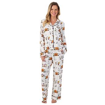 Women's Beauty Sleep Social Peanuts Halloween 2 pc Pajama Top & Pajama Bottoms Set