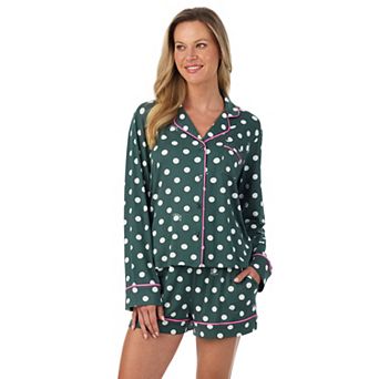 Women's Beauty Sleep Social Halloween Cozy 2 pc Long Sleeve Pajama Top & Pajama Shorts Set