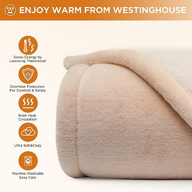 Westinghouse Heated Flannel & Sherpa Throw Blanket