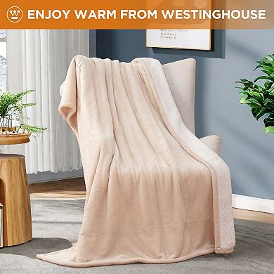 Westinghouse Heated Flannel & Sherpa Throw Blanket