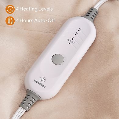 Westinghouse Heated Flannel & Sherpa Throw Blanket with Sleeves & Footsac