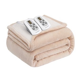 Westinghouse Heated Flannel & Sherpa Throw Blanket
