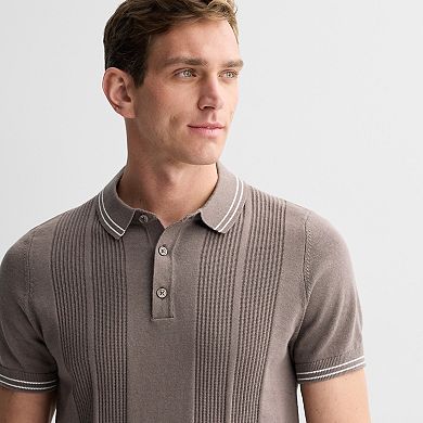Men's Apt. 9 Textured Stitch Short Sleeve Sweater Polo
