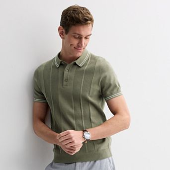 Men's Apt. 9® Textured Stitch Short Sleeve Sweater Polo